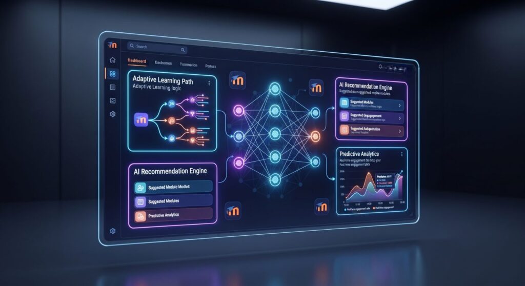 Moodle LMS personalized eLearning features and AI dashboard