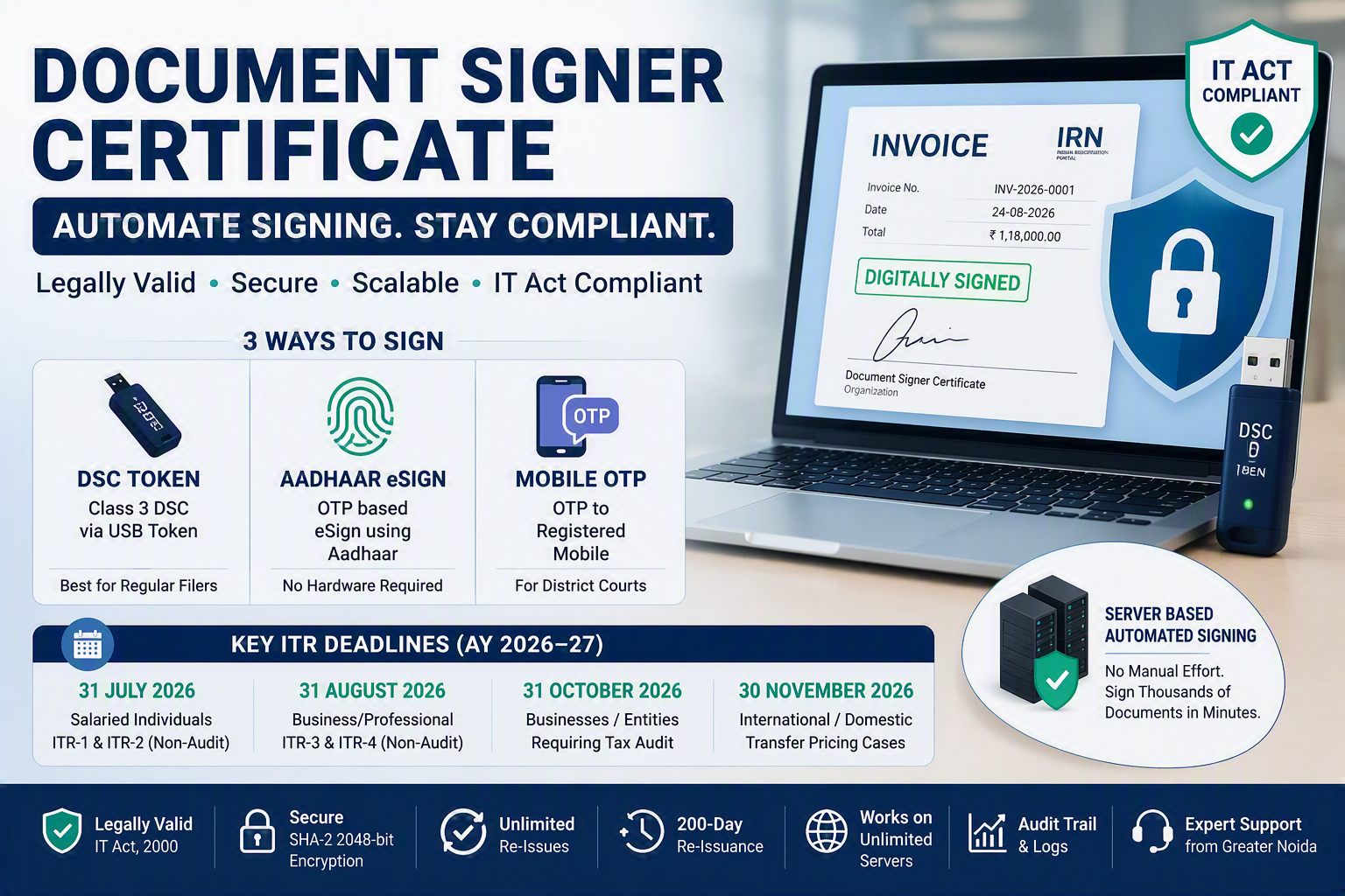 Blogs 2 Document signer certificate automating GST invoice signing on a server with ITR deadlines for AY 2026-27
